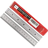 Offidea Regla de metal 150 mm- 2 piezas - Regla de acero inoxidable con graduación métrica e imperial - 1-64- 1-32- mm y…